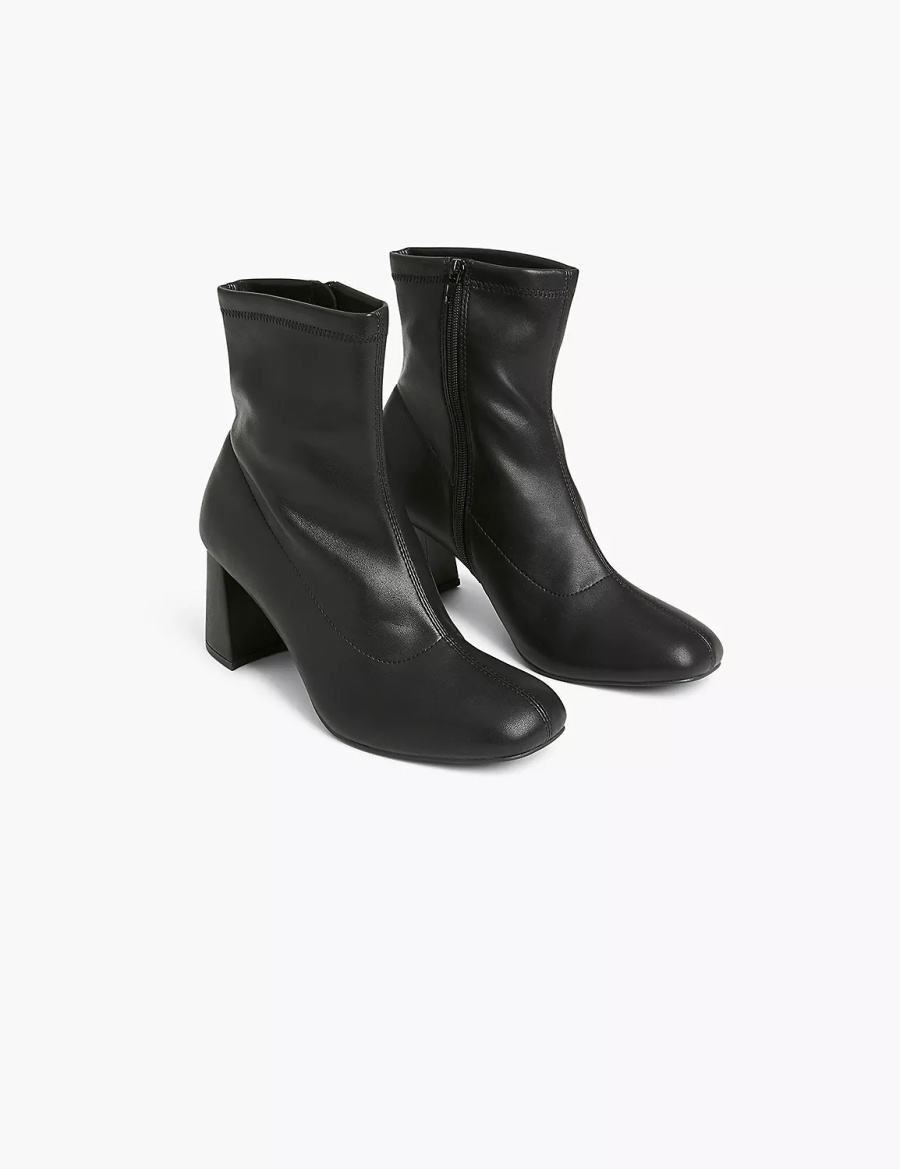Women Lane Bryant Dream Cloud Faux-Leather Dressy Booties Black | SIH8940JM