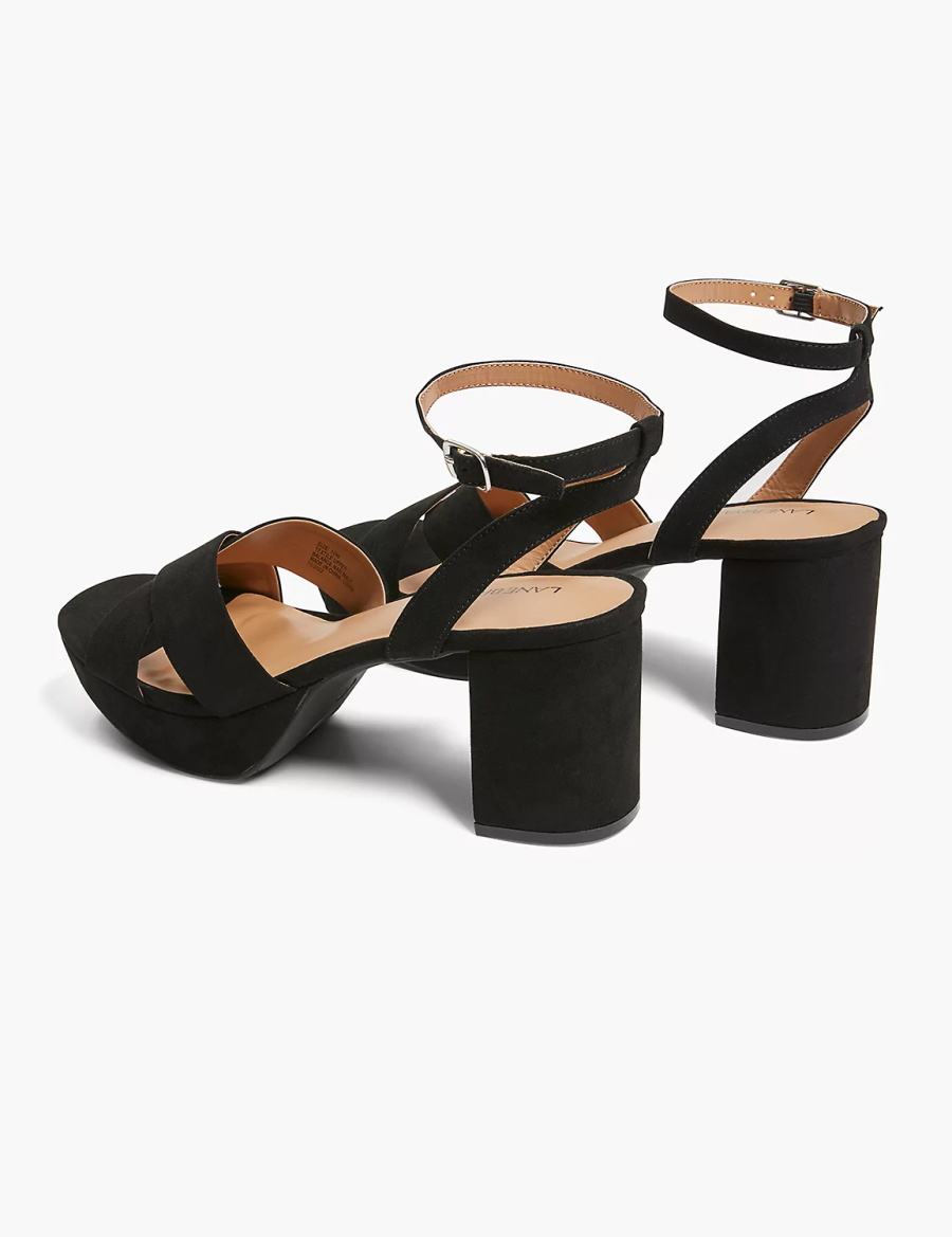 Women Lane Bryant Dream Cloud Platform Strappy Block Heel Heels Sandals Black | MIR2497GL