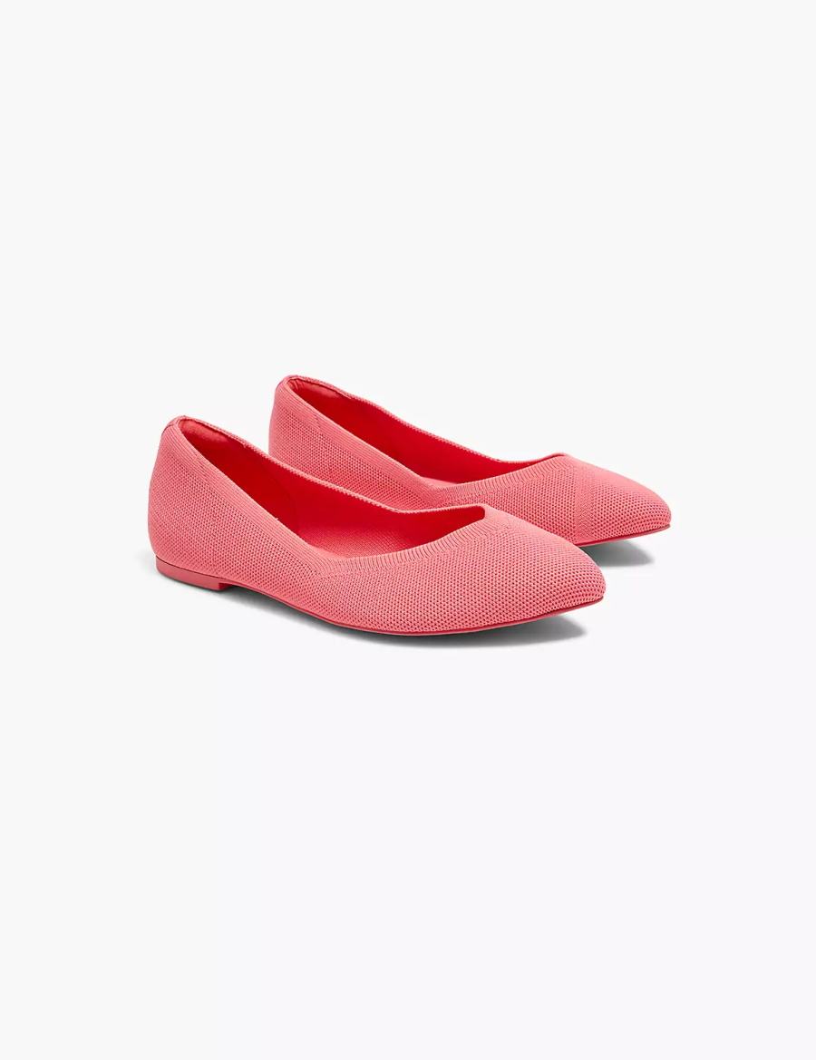 Women Lane Bryant Dream Cloud Pointed Toe Knit Ballet Flats Coral | GMS1726RJ