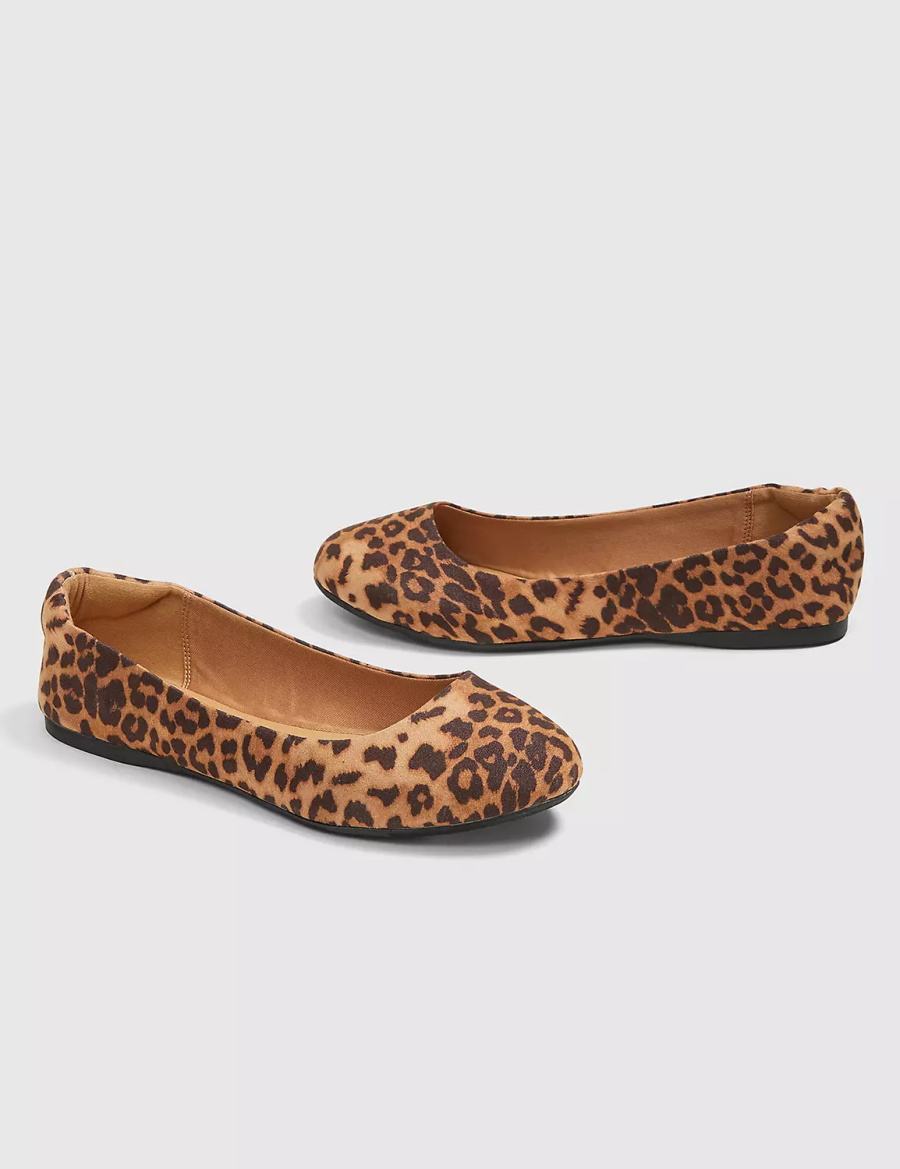 Women Lane Bryant Dream Cloud Round-Toe Flat - Leopard Print Ballet Flats Brown Black | CMT3073NH