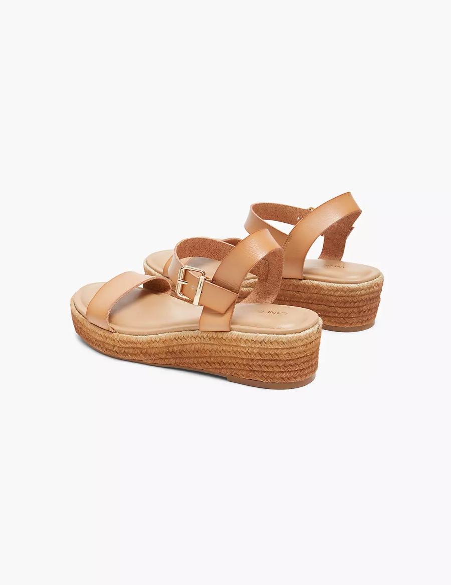 Women Lane Bryant Dream Cloud Single-Strap Ombre Espadrille Wedge Sandals Brown | NJH2216TW