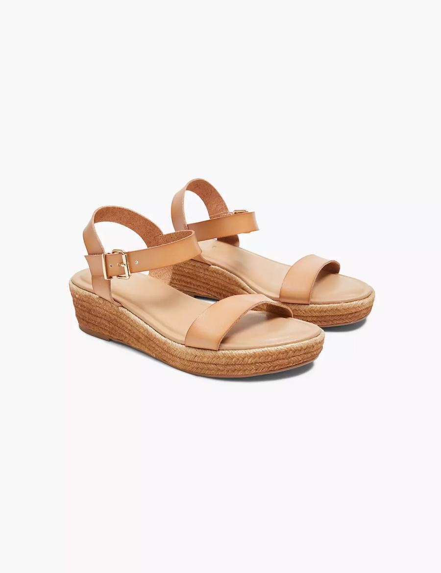 Women Lane Bryant Dream Cloud Single-Strap Ombre Espadrille Wedge Sandals Brown | NJH2216TW