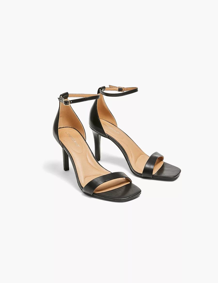 Women Lane Bryant Dream Cloud Single-Strap Stiletto Heel Heels Sandals Black | XAI8124XR