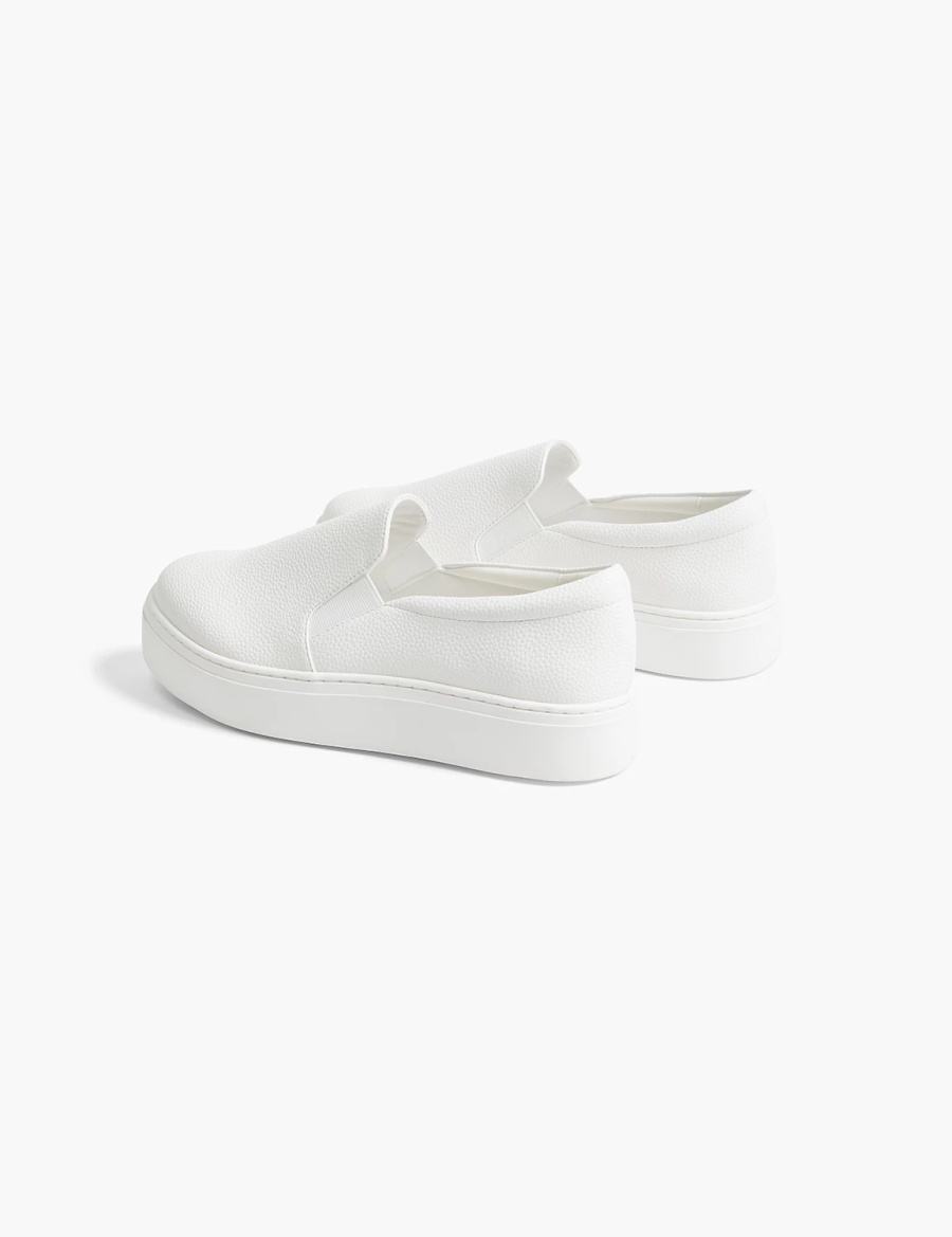 Women Lane Bryant Dream Cloud Slip-On Faux-Leather Platform Sneakers White | RIR1742PW