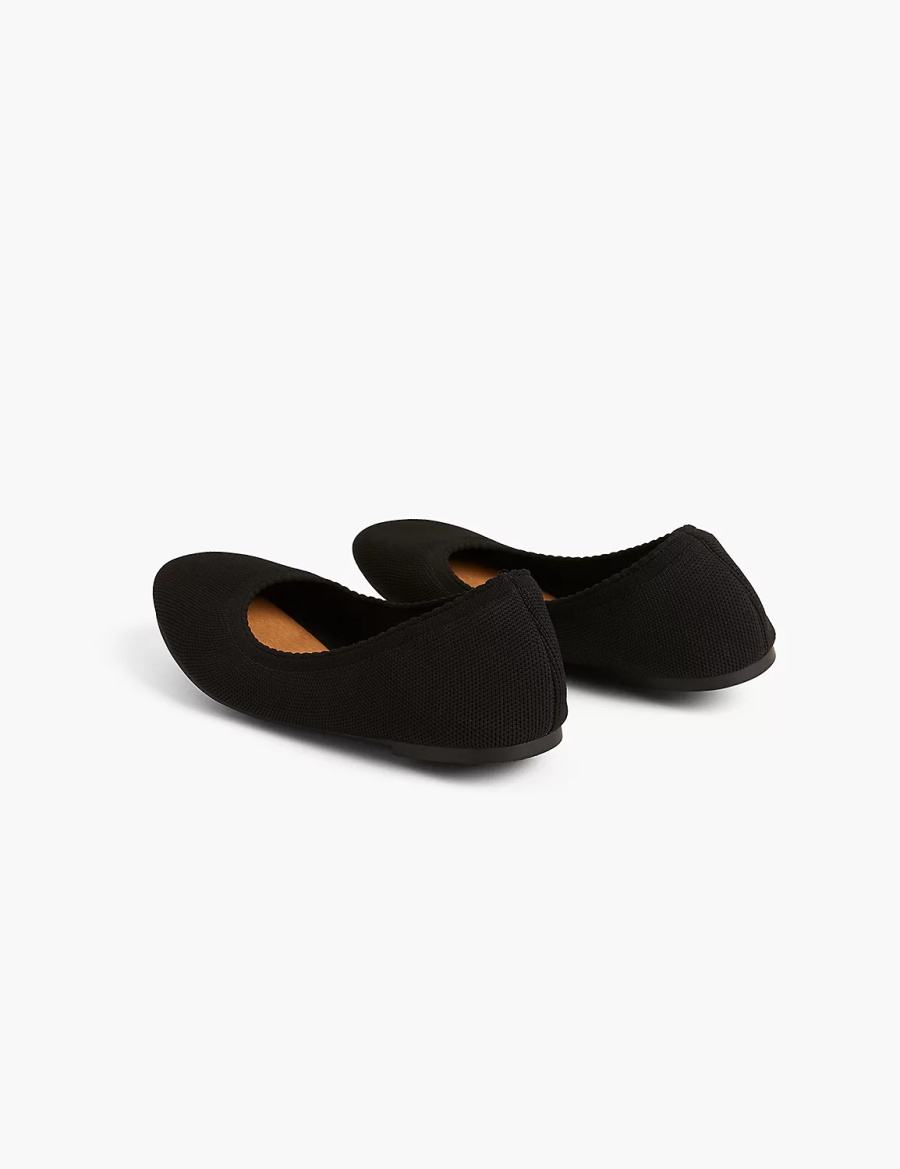 Women Lane Bryant Dream Cloud Stretch Knit Ballet Flats Black | CKN3960TY