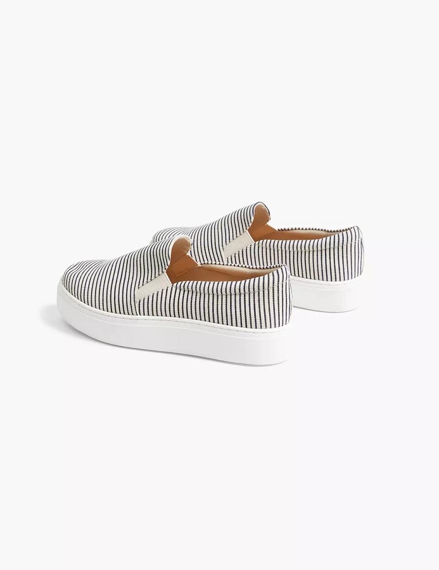 Women Lane Bryant Dream Cloud Striped Slip-On Platform Sneakers Blue | PLW10017QK