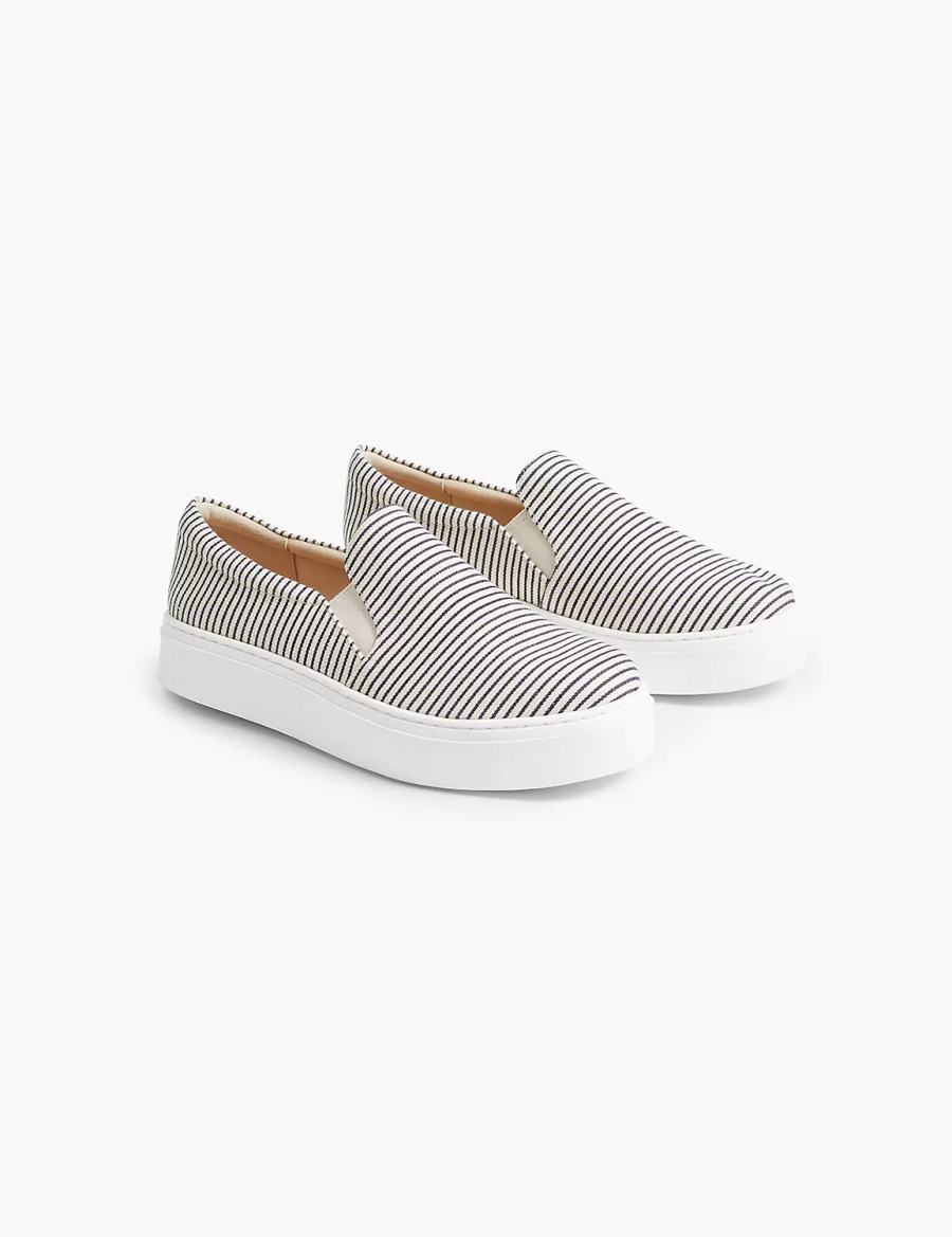 Women Lane Bryant Dream Cloud Striped Slip-On Platform Sneakers Blue | PLW10017QK