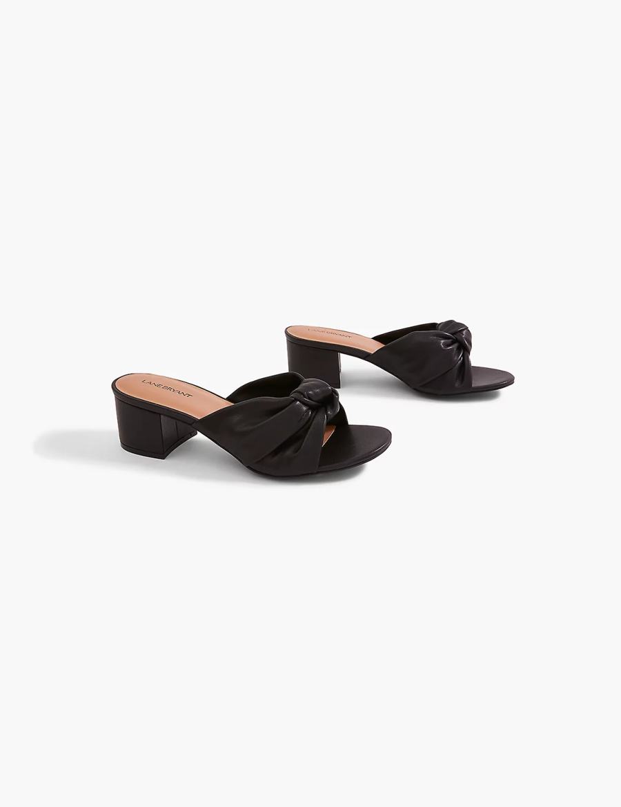 Women Lane Bryant Dream Cloud Twist-Front Block Heel Heels Sandals Black | ALD581IJ