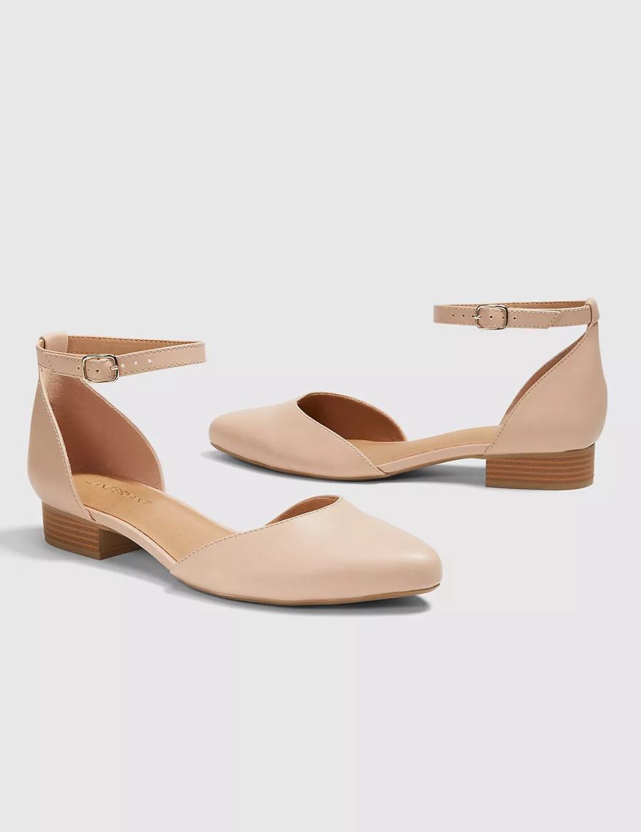 Women Lane Bryant Dream Cloud Two-Piece Ankle Strap Ballet Flats Brown | LRA2758FA