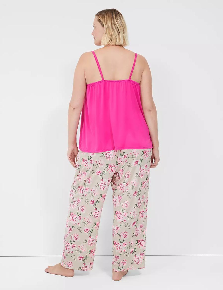Women Lane Bryant DreamyCool Cami & Block Pant PJ Set Pajamas Rose Pink | VIR748XF
