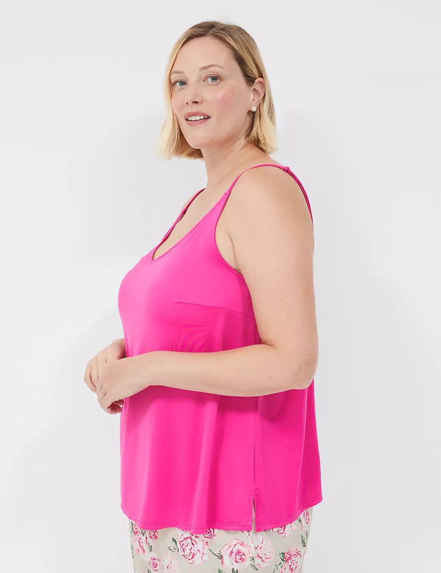 Women Lane Bryant DreamyCool Cami & Block Pant PJ Set Pajamas Rose Pink | VIR748XF