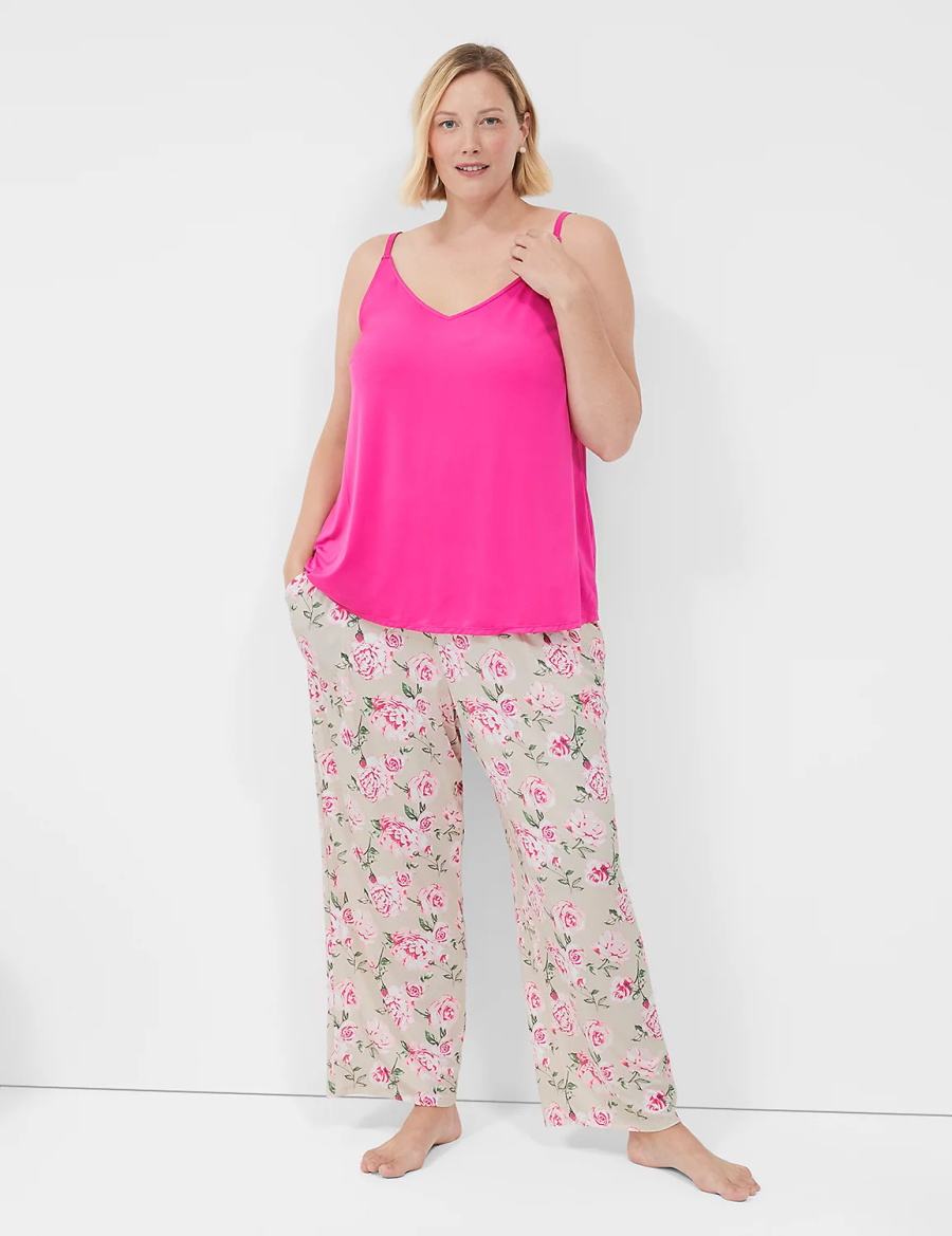 Women Lane Bryant DreamyCool Cami & Block Pant PJ Set Pajamas Rose Pink | VIR748XF