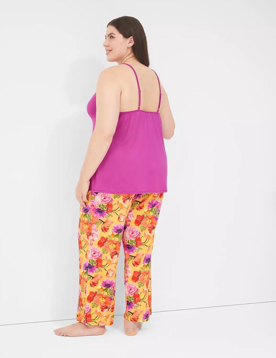 Women Lane Bryant DreamyCool Cami & Block Pant PJ Set Pajamas Purple Multicolor | RTX9785SA