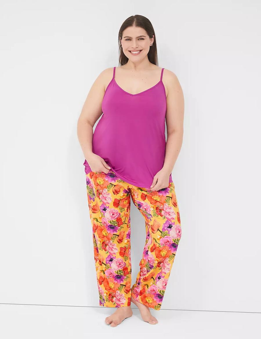 Women Lane Bryant DreamyCool Cami & Block Pant PJ Set Pajamas Purple Multicolor | RTX9785SA