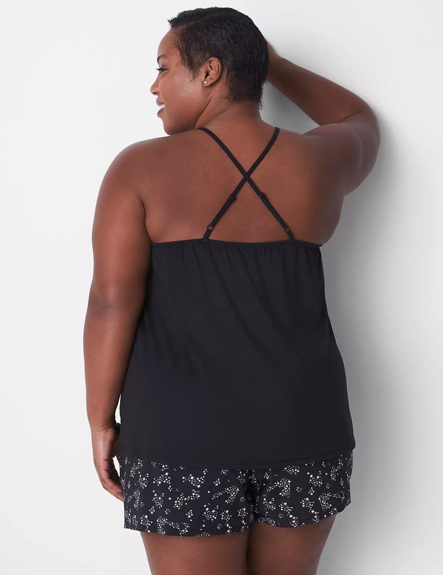 Women Lane Bryant DreamyCool Cami & Short PJ Set Pajamas Black | OHY2017JM