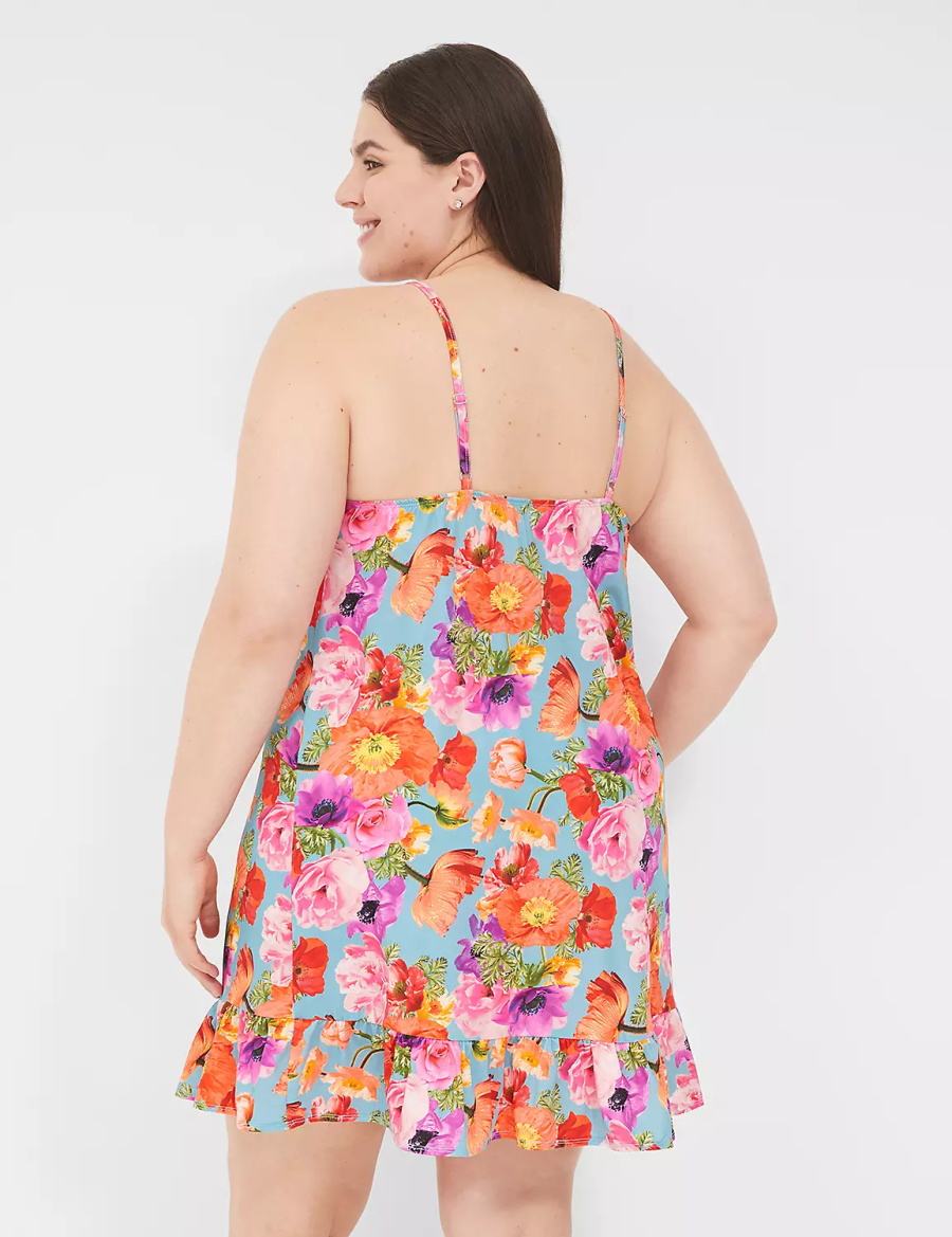 Women Lane Bryant DreamyCool Ruffle-Hem Chemise Dress Orange Multicolor | AKI8930VK