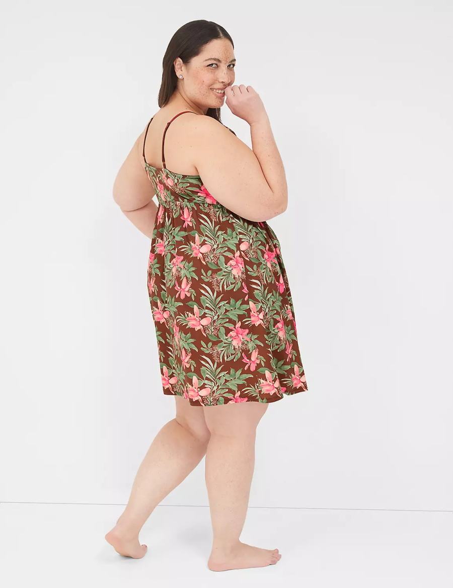 Women Lane Bryant DreamyCool Sleep Chemise Dress Green Multicolor | FEK7116UX