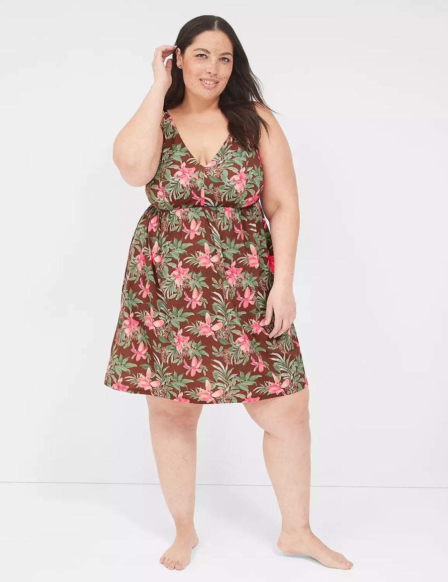 Women Lane Bryant DreamyCool Sleep Chemise Dress Green Multicolor | FEK7116UX