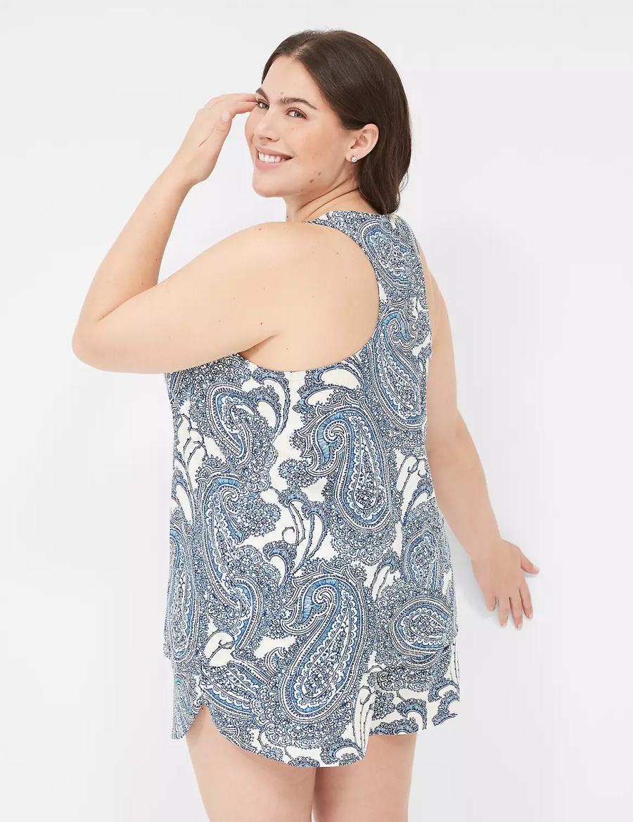 Women Lane Bryant DreamyCool Tank & Short PJ Set Pajamas Blue Multicolor | DQS2551BD