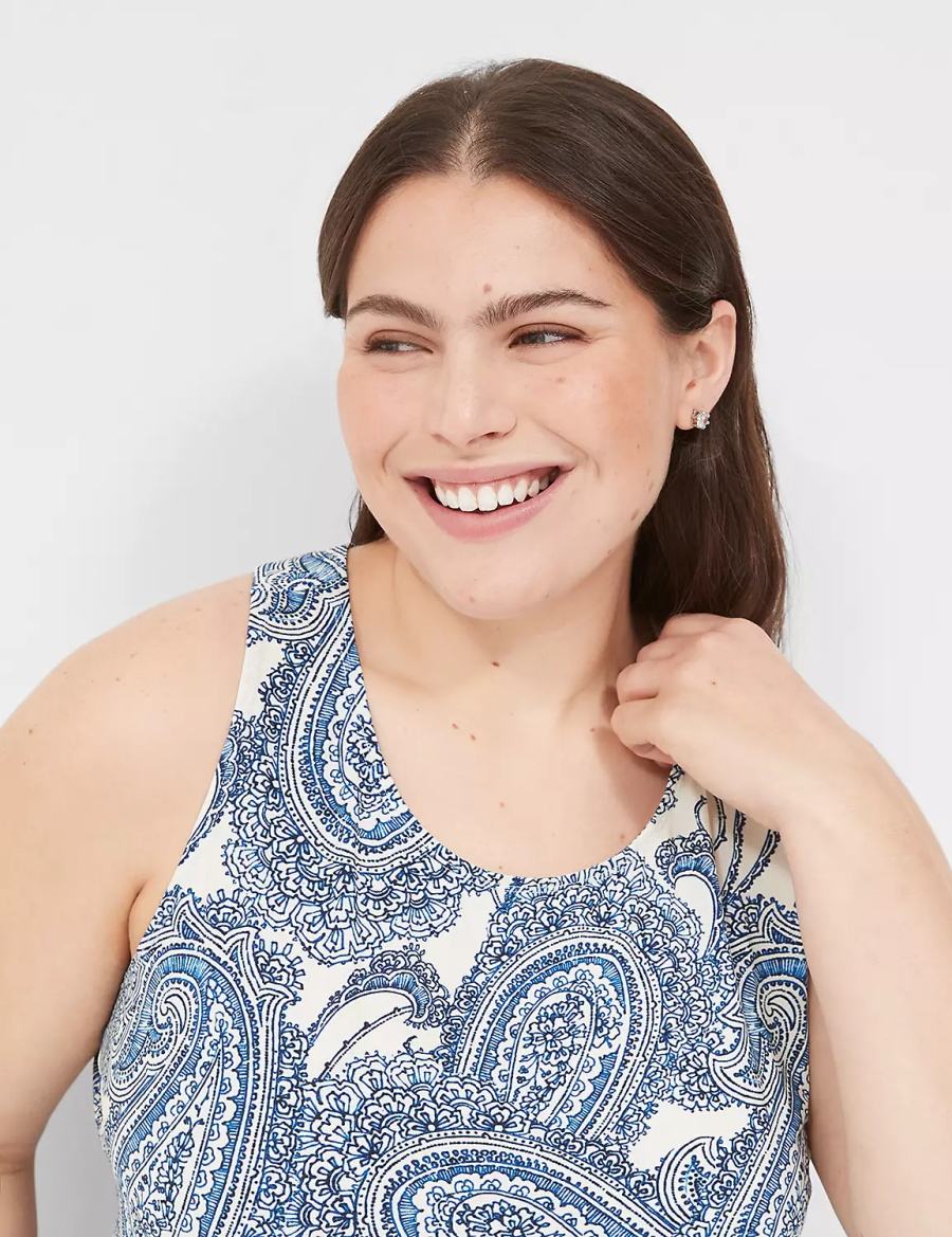 Women Lane Bryant DreamyCool Tank & Short PJ Set Pajamas Blue Multicolor | DQS2551BD