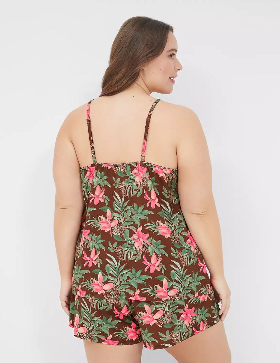 Women Lane Bryant Dreamy Cool Cami & Short PJ Set Pajamas Green Multicolor | MFN5376ZO