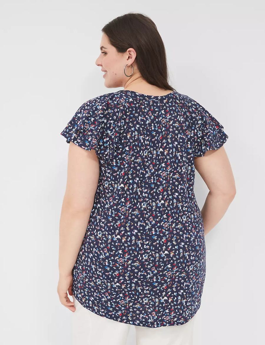 Women Lane Bryant Easy Flutter-Sleeve Tee T Shirts Multicolor | OJB7261TT