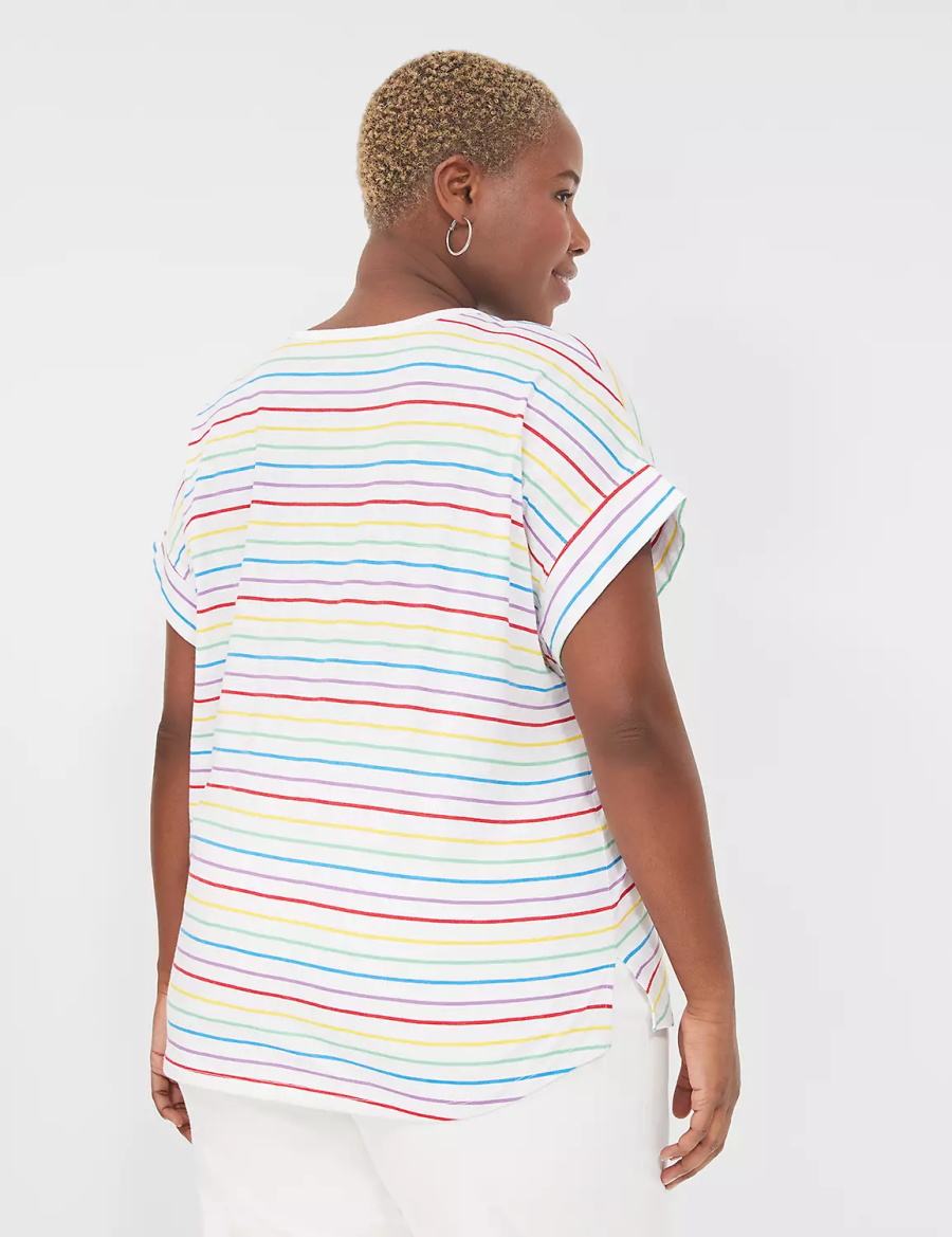 Women Lane Bryant Easy Roll-Sleeve Tee T Shirts Stripes | SLA70100IP