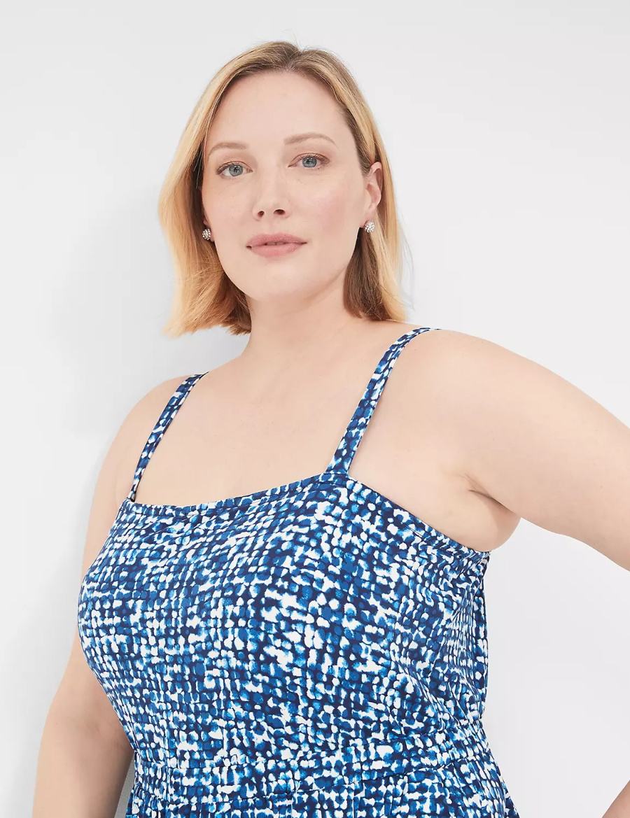 Women Lane Bryant Elastic-Waist Jersey Jumpsuit Blue | RIA4416DD