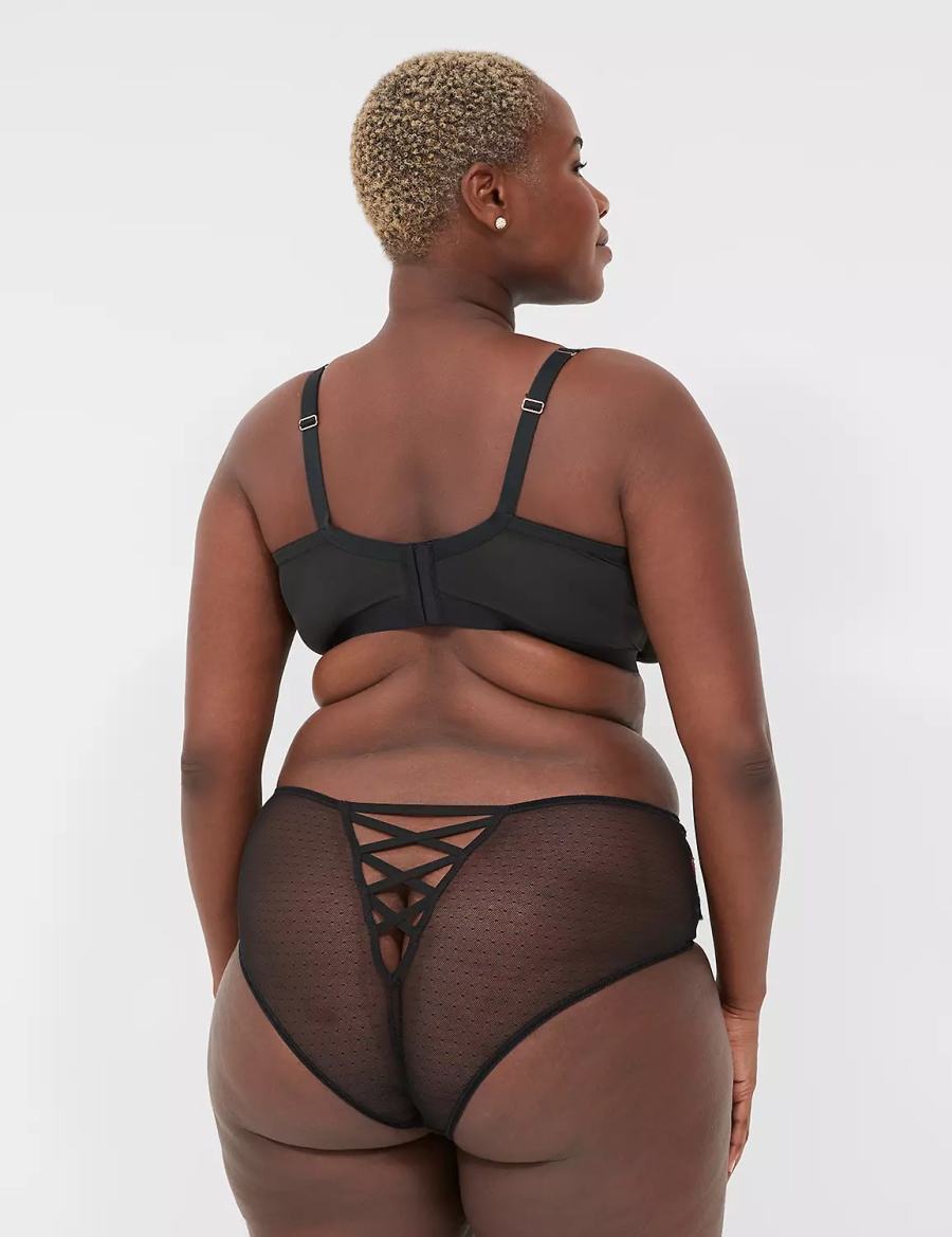 Women Lane Bryant Embroidered Briefs Black | KDQ7236YM