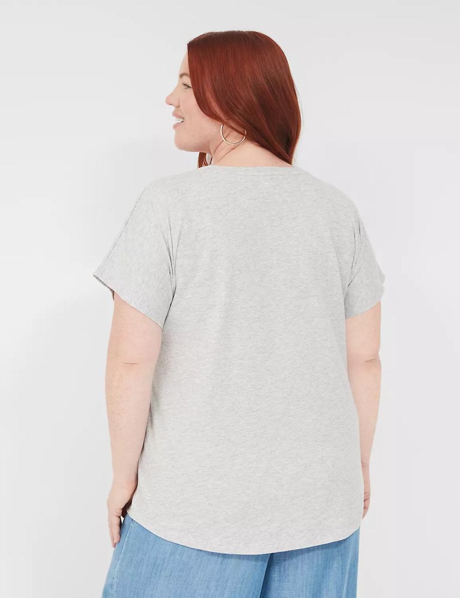 Women Lane Bryant Embroidered Firecracker Graphic Tee T Shirts Grey | XHN8290OB