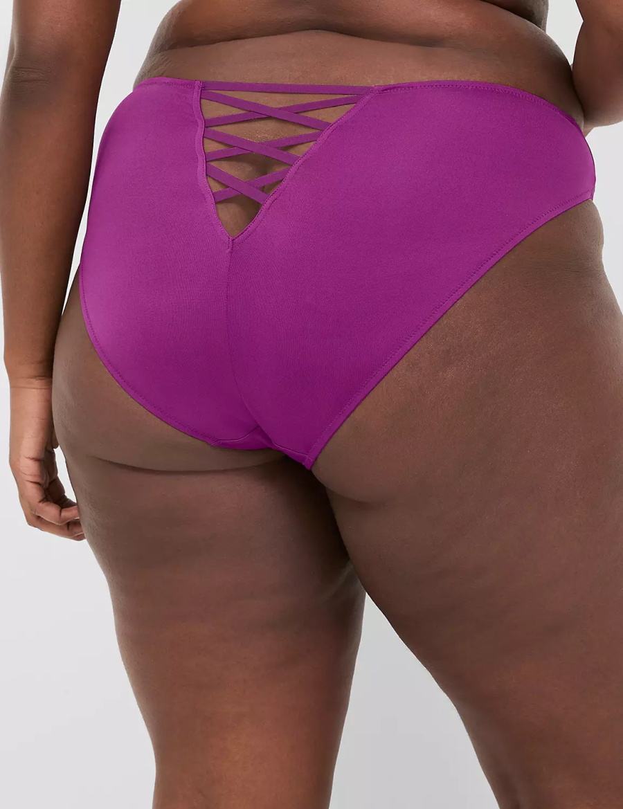 Women Lane Bryant Embroidered French Briefs Purple | LCF313ML