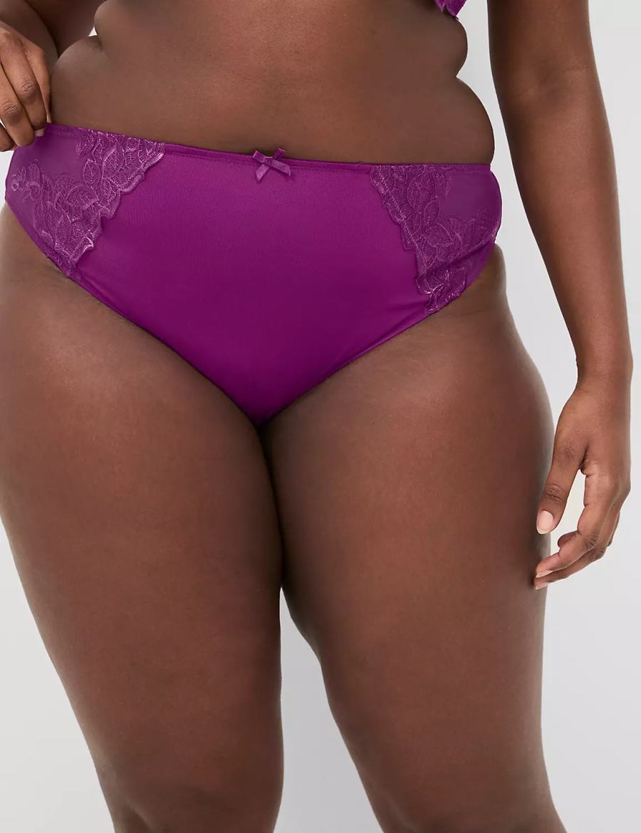 Women Lane Bryant Embroidered French Briefs Purple | LCF313ML