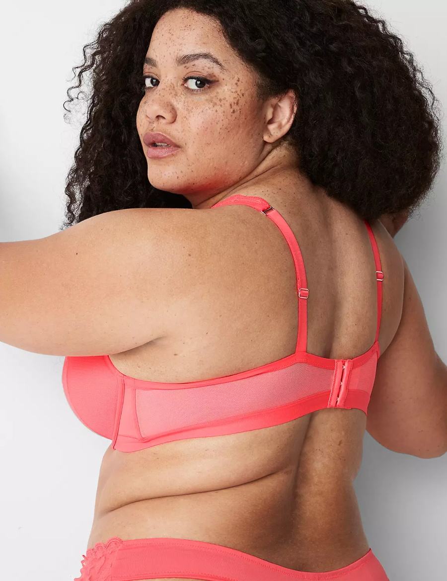 Women Lane Bryant Embroidered High Apex Unlined Bra Coral | WAC675EB