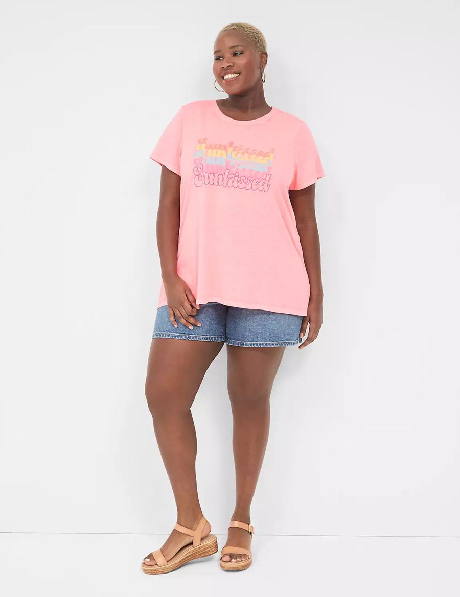 Women Lane Bryant Embroidered Sunkissed Graphic Tee Tank Top Light Coral | YSX926AP