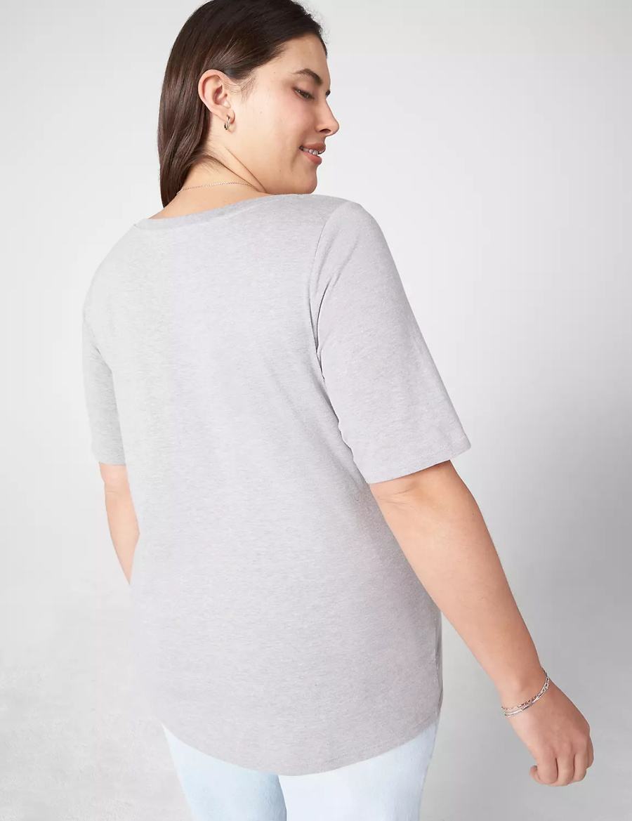 Women Lane Bryant Essential V-Neck Tee Tank Top Light Grey | QPM2866OF