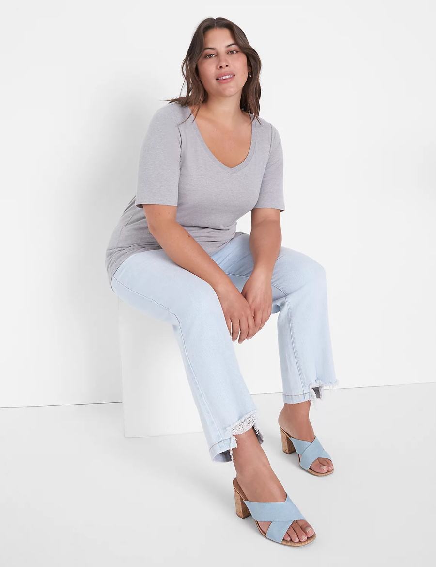 Women Lane Bryant Essential V-Neck Tee Tank Top Light Grey | QPM2866OF