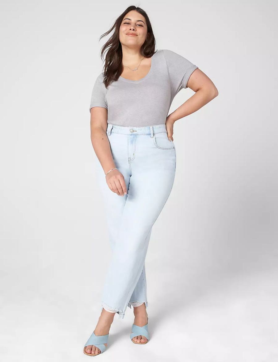 Women Lane Bryant Essential V-Neck Tee Tank Top Light Grey | QPM2866OF