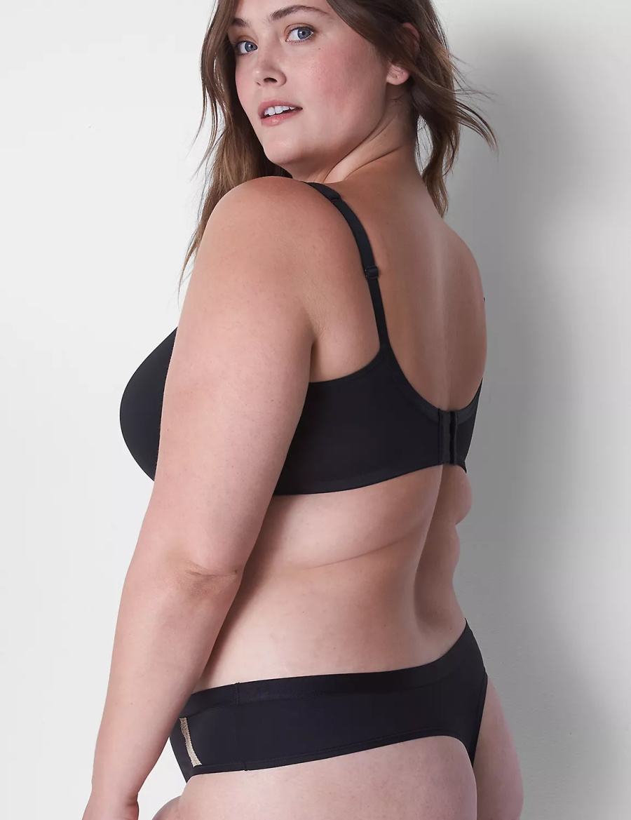 Women Lane Bryant Extra Soft Thong Panty Black | YXV9143BO