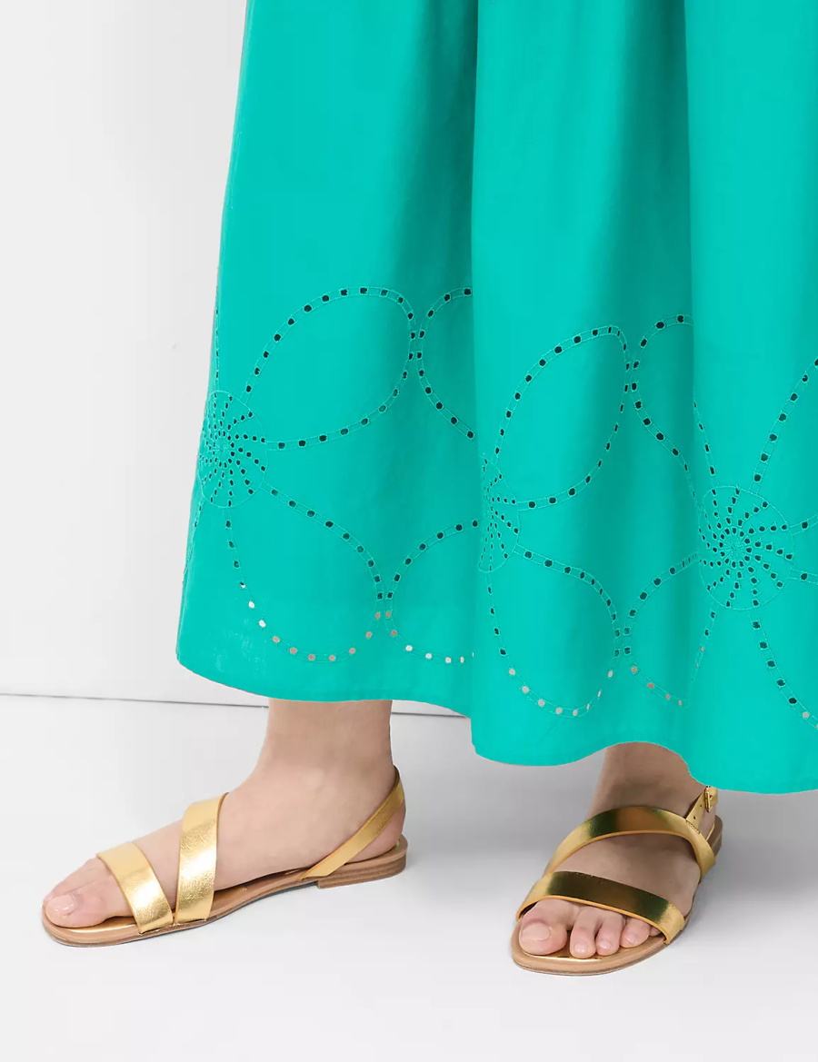 Women Lane Bryant Eyelet-Detail Split-Neck Maxi Dress Light Turquoise | VSJ9471LJ