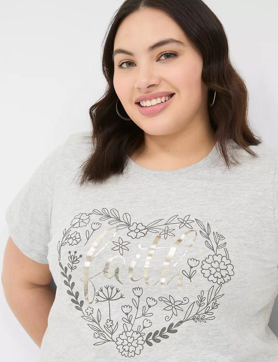 Women Lane Bryant Faith Graphic Tee Tank Top Grey | SYC323ZZ