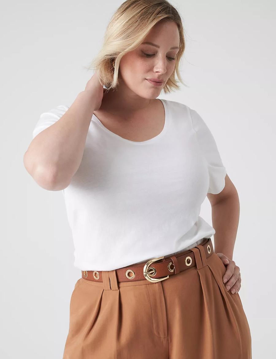 Women Lane Bryant Faux-Leather Grommet Hip Belts Brown | OKF775HH