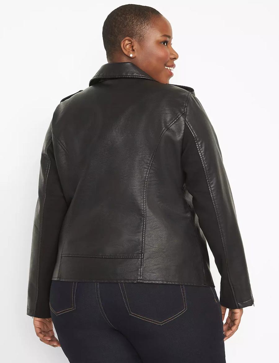 Women Lane Bryant Faux-Leather Moto Jackets Black | ZIM10074SW