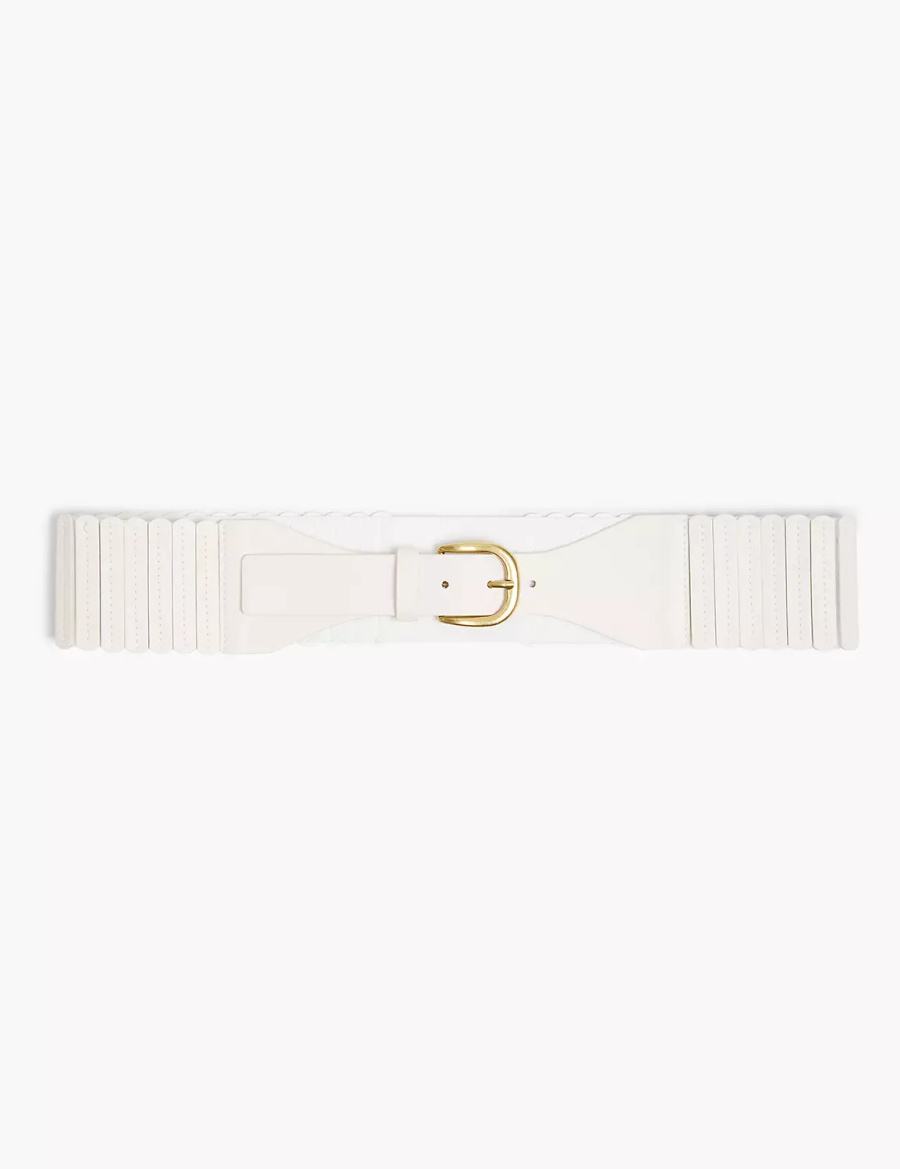Women Lane Bryant Faux-Leather Stretch Accordion Belts White Rose | FPQ1832VQ