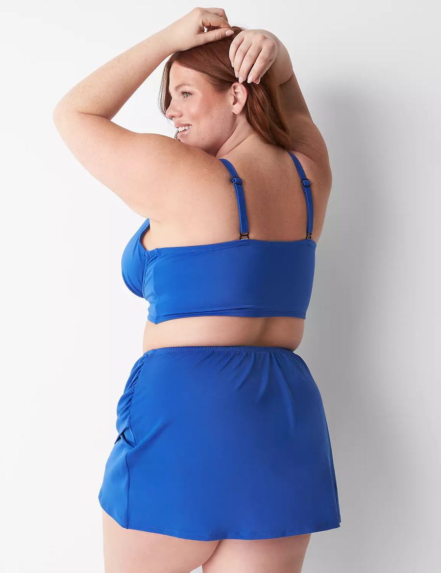 Women Lane Bryant Faux-Wrap Swim Skirts Blue | EDB10023SQ