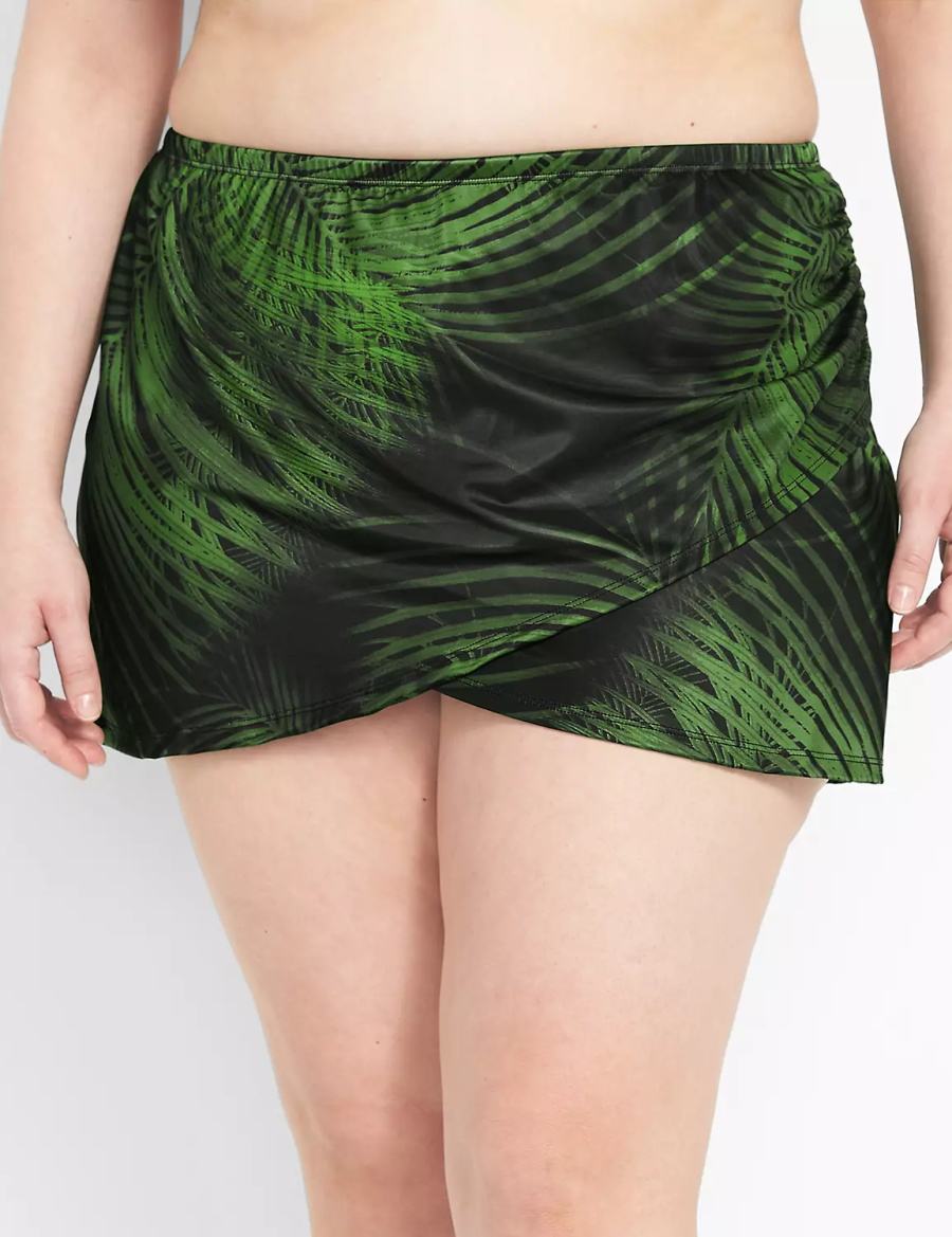 Women Lane Bryant Faux-Wrap Swim Skirts Dark Green | YTY7588IB