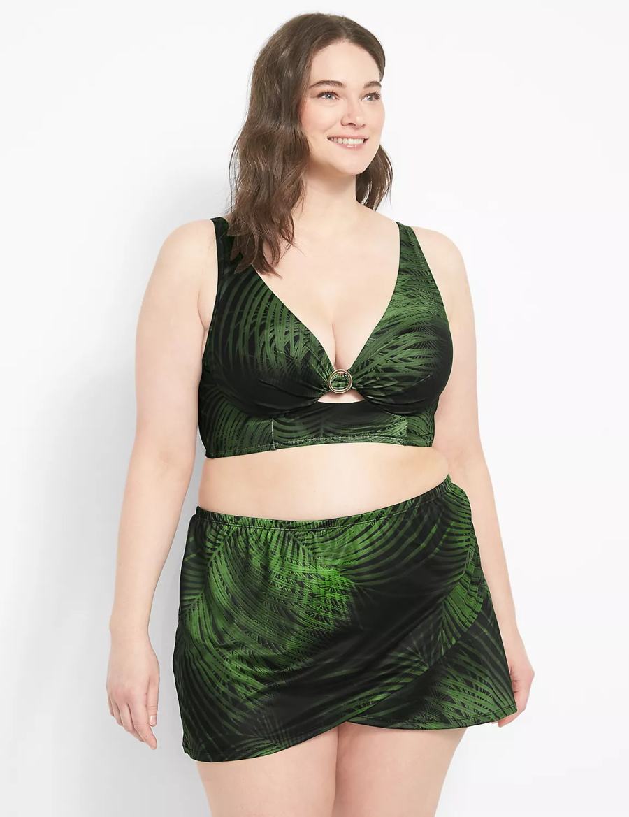 Women Lane Bryant Faux-Wrap Swim Skirts Dark Green | YTY7588IB