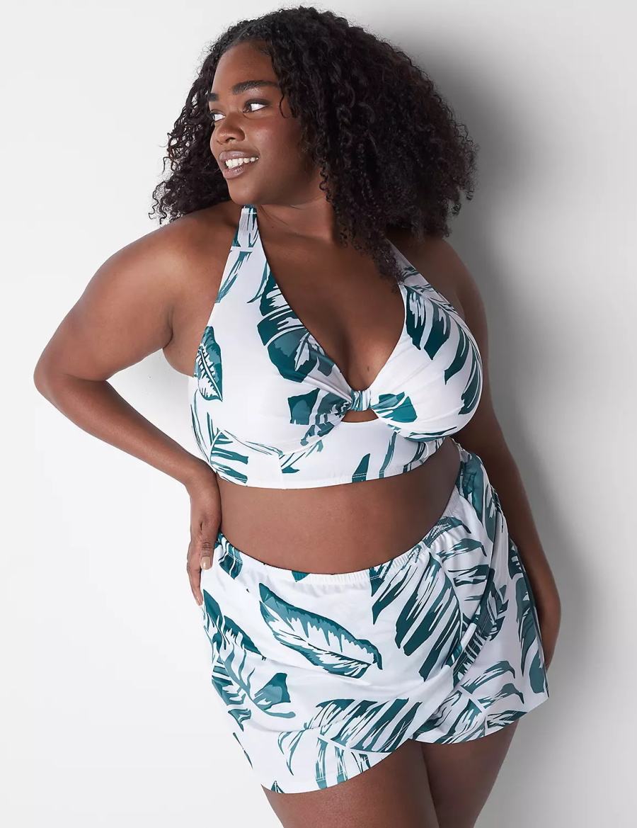 Women Lane Bryant Faux-Wrap Swim Skirts White | CQG9477PU