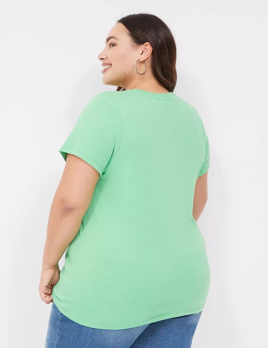 Women Lane Bryant Feeling Lucky Graphic Tee Tank Top Light Green | MUA461ML