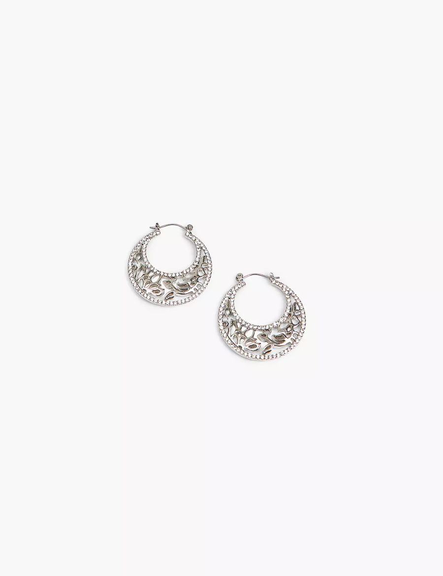 Women Lane Bryant Filigree Hoop Earrings Silver | TOP8334EK