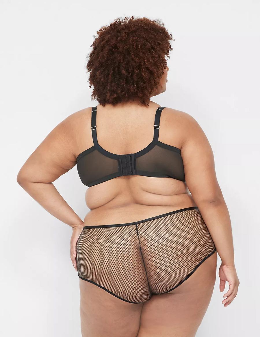 Women Lane Bryant Fishnet Briefs Black | WUL9930RH